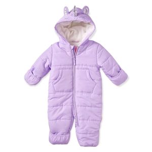 Unicorn Pram Snowsuit Soft Lavender Baby Girls 3-6 Month Full Coat by Wippette